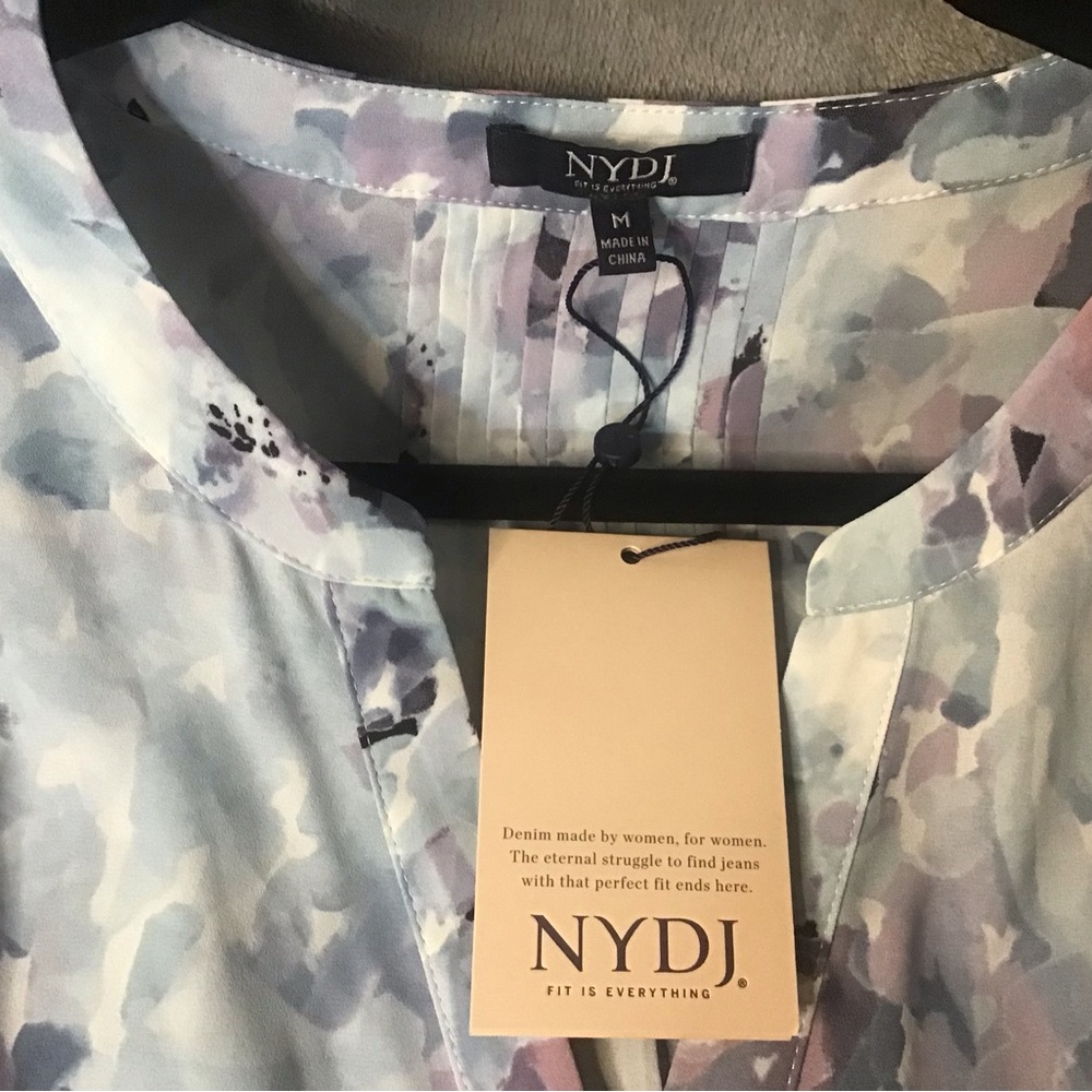 NYDJ Light Blue Lavender Floral Watercolor Blouse - Picture 5 of 8